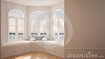 Big window with sea panorama, minimalist empty space, background Stock Photo