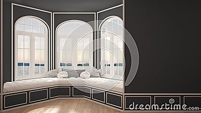 Big window with sea panorama, minimalist empty space, background Stock Photo