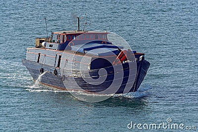 Big wooden cargo ship. Stock Photo