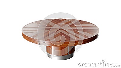 Big wooden round table Cartoon Illustration