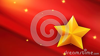 Big yellow 3D star over red background with copy space for text Stock Photo