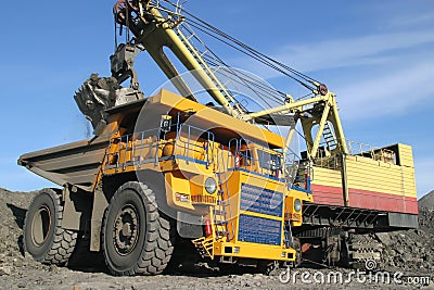 Big yellow mining truck Stock Photo