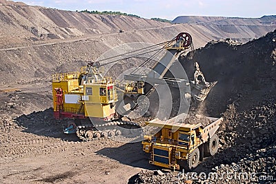 Big yellow mining truck Stock Photo