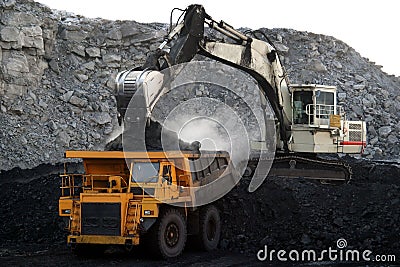 A big yellow mining truck Stock Photo