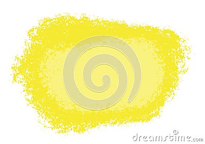 Big yellow splash with scattered splashes isolated on white background. Website web background, template design or backdrop. Compu Cartoon Illustration