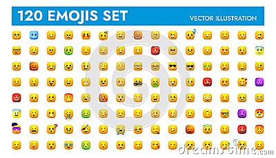 Big yellow square emoji set vector illustration design. Vector Illustration