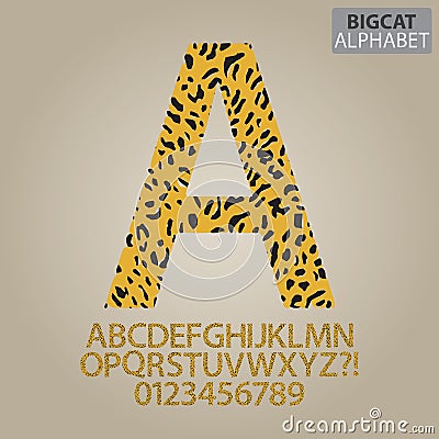 Bigcat Skin Alphabet and Numbers Vector Vector Illustration