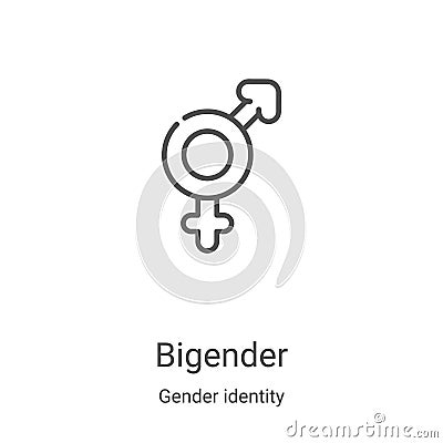 bigender icon vector from gender identity collection. Thin line bigender outline icon vector illustration. Linear symbol for use Vector Illustration