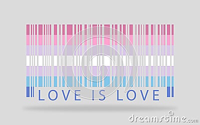 Bigender pride barcode creative colorful artwork. Love is love Vector Illustration