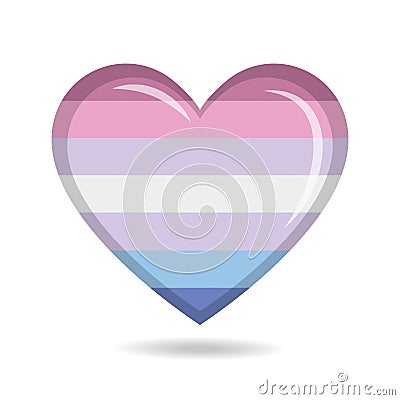 Bigender pride flag in heart shape vector illustration Vector Illustration