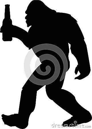 Bigfoot and a Beer SVG Clipart , vector cut file and silhouette Stock Photo