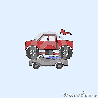 bigfoot car crushes cars field outline icon. Element of monster trucks show icon for mobile concept and web apps. Field outline bi Stock Photo