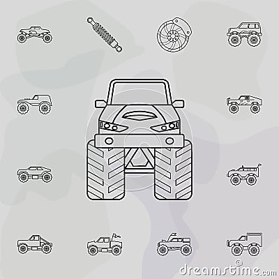Bigfoot car front icon. Bigfoot car icons universal set for web and mobile Stock Photo