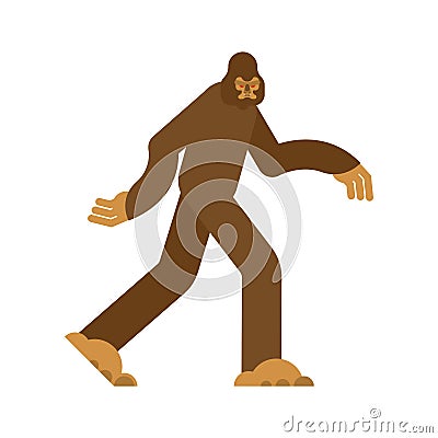 Bigfoot isolated. Yeti brown. Abominable snowman. sasquatch vector Vector Illustration