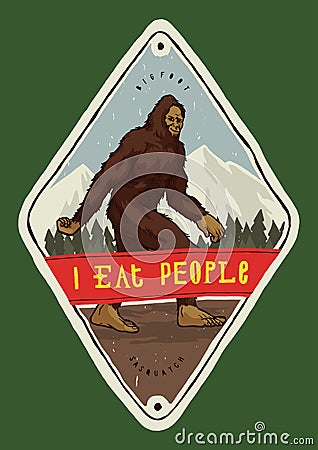 Bigfoot in the mountains Vector Illustration