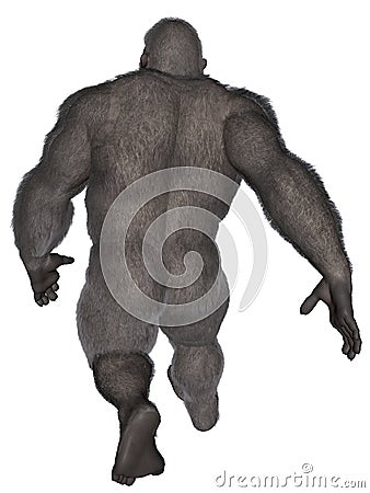 Bigfoot Sasquatch Gorilla Walking Away Isolated Cartoon Illustration