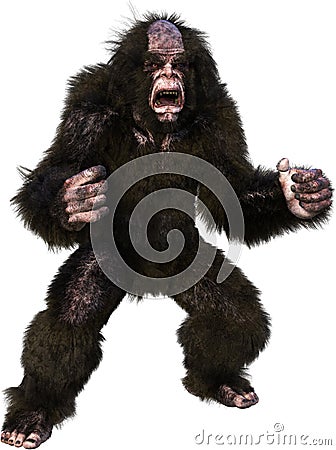 Bigfoot, Sasquatch, Yeti, Beast, Isolated Stock Photo