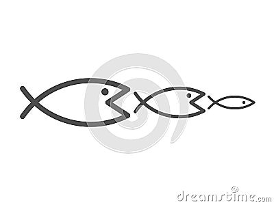 Bigger fish eating smaller Vector Illustration