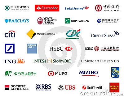 Biggest banks in the world logos Vector Illustration