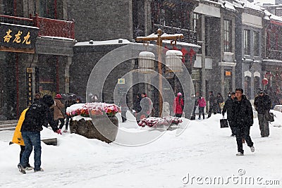 The biggest snowfall in 60 years, Beijing, China. Editorial Stock Photo