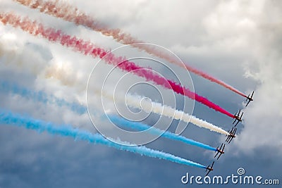 BIGGIN HILL, KENT/UK - JUNE 28 : Red Arrows Aerial Display at Bi Editorial Stock Photo