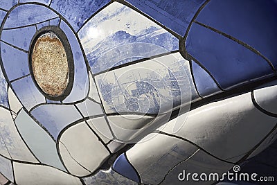 Bigh Fish tile sculpture fac detail belfast Northern Irelande Editorial Stock Photo