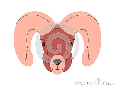 bighorn sheep brown color head mammal animal strong power and live in mountain environment Vector Illustration