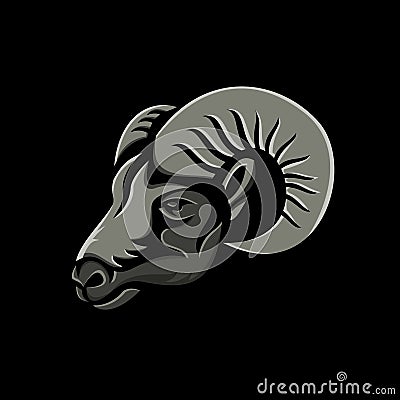 Bighorn Sheep Metallic Icon Vector Illustration