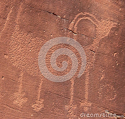 Bighorn Sheep Petroglyph Stock Photo