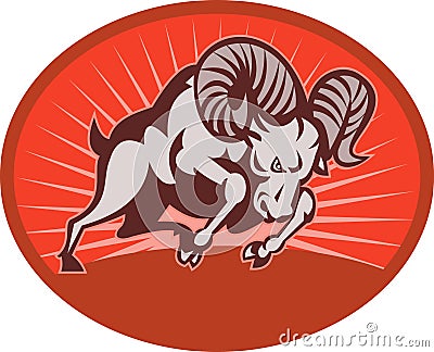 Bighorn sheep or ram attacking Stock Photo