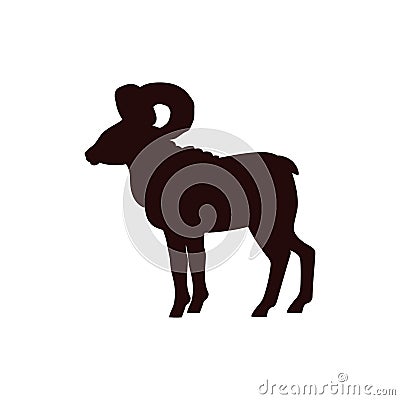 Bighorn sheep tundra animal silhouette vector illustration Vector Illustration