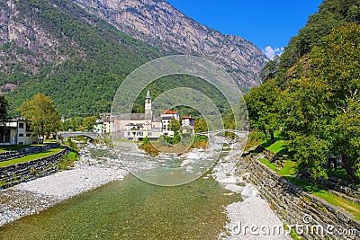 Bignasco in the Maggia Valley Ticino in Switzerland Stock Photo