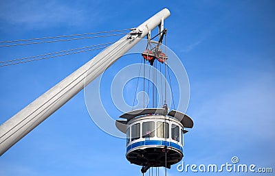 Bigo, Panoramic lift in Genoa ancient harbor, tourist attraction., Italy Editorial Stock Photo