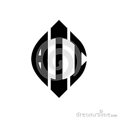 BII circle letter logo design with circle and ellipse shape. BII ellipse letters with typographic style. The three initials form a Vector Illustration