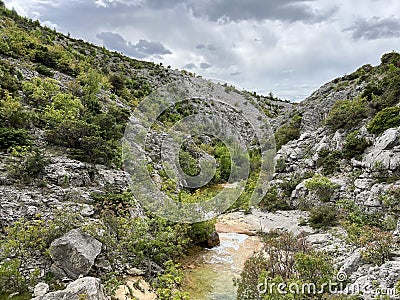 Bijela voda stream canyon or Bijela river karst canyon, Karin Gornji - Croatia Stock Photo