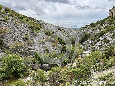 Bijela voda stream canyon or Bijela river karst canyon, Karin Gornji - Croatia Stock Photo