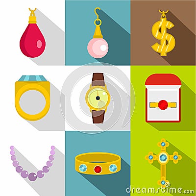 Bijou icon set, flat style Vector Illustration