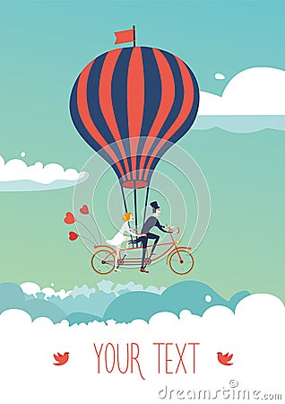 Bike above the clouds Vector Illustration