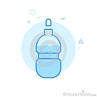 Bike or Bicycle Water Bottle Flat Vector Icon, Symbol, Pictogram, Sign. Blue Monochrome Design. Editable Stroke Vector Illustration
