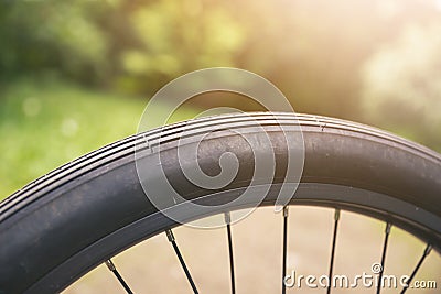 Bike black tyre Stock Photo