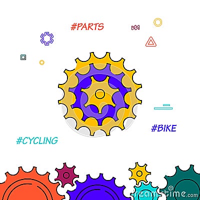Bike cassette filled line icon, simple illustration Vector Illustration