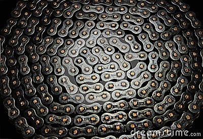 Bike chain coiled in spiral Stock Photo