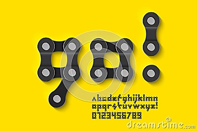 Bike chain font Vector Illustration