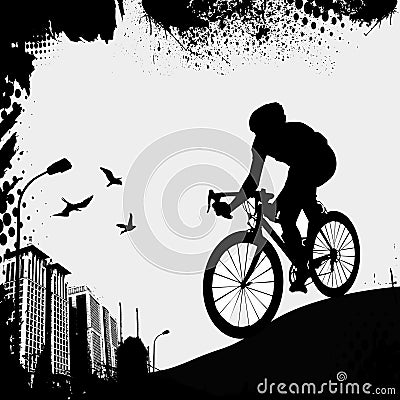 Bike and city Vector Illustration