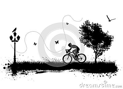 Bike and city Vector Illustration