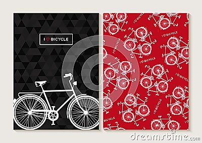 Bike concept retro set pattern poster bicycle Vector Illustration