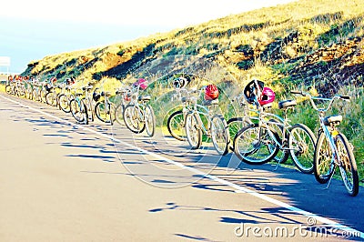 Bike down in Haleakala national park Stock Photo