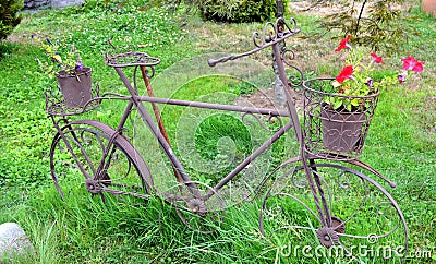 Bike with flower basket Stock Photo