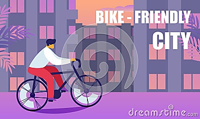 Bike Friendly City. Sports Activity Lifestyle. Vector Illustration