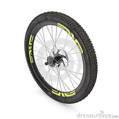 Bike front wheel against white. 3D illustration Cartoon Illustration